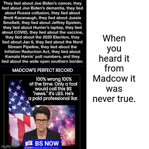 Drake Hotline Bling Meme | When you heard it from Madcow it was never true. | image tagged in memes,drake hotline bling | made w/ Imgflip meme maker