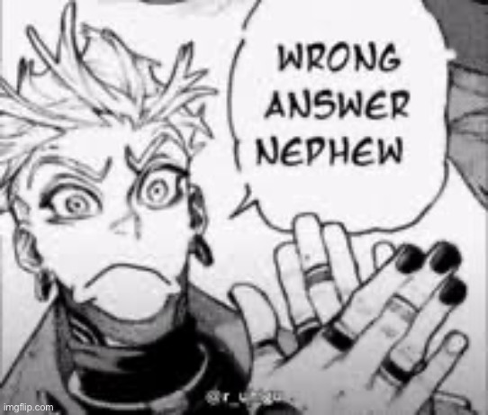 wrong answer nephew | image tagged in wrong answer nephew | made w/ Imgflip meme maker
