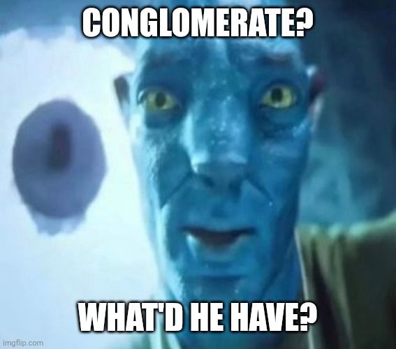 Was it chicken? | Conglomerate? What'd he have? | image tagged in avatar guy,spelling | made w/ Imgflip meme maker