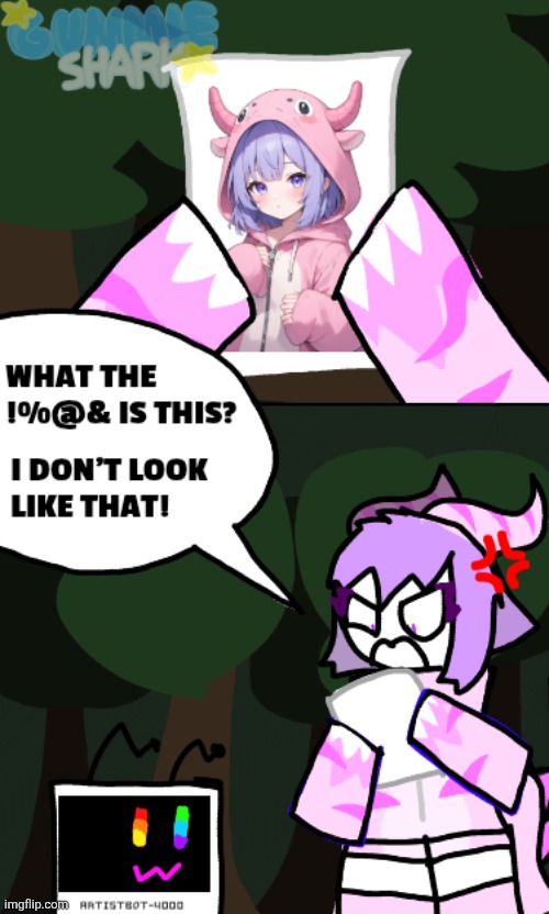 The AI in the forest (A silly skit, a part of image was generated by perchance) | image tagged in ai art,story,original character,random | made w/ Imgflip meme maker