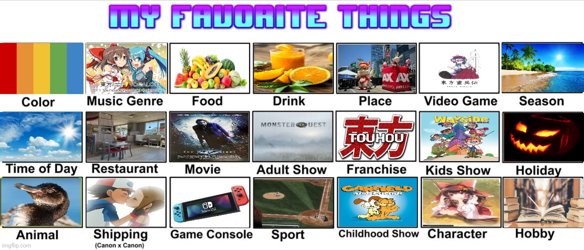 My favorite things | image tagged in _reuploadish__my_favorite_things_blank_meme_by_pixelleapnetworko | made w/ Imgflip meme maker