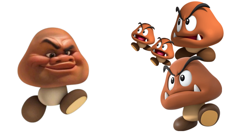 Maui Goomba meets normal Goombas Blank Meme Template