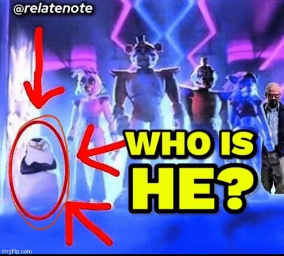 Who is he? | image tagged in five nights at freddys,funny,funny memes | made w/ Imgflip meme maker
