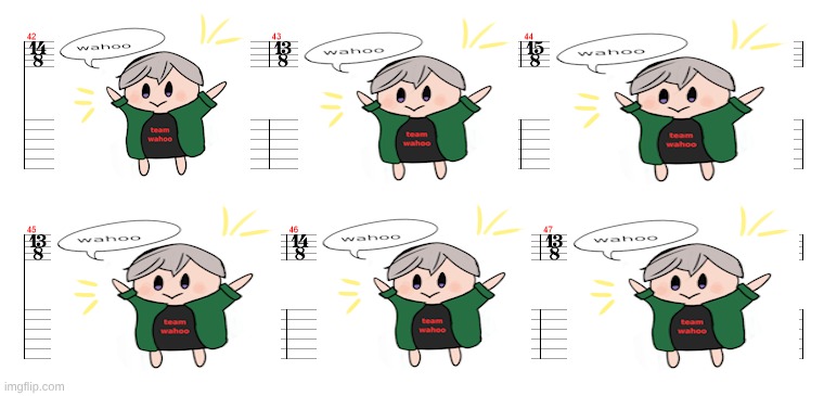 the joke is Hakita doesn't know what a normal time signature looks like (he's got fire music tho) | made w/ Imgflip meme maker
