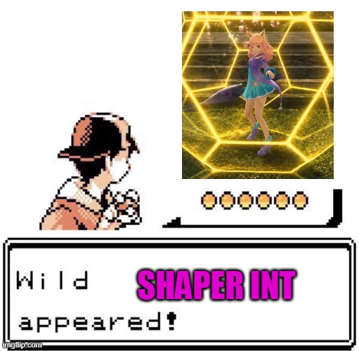 Shaper int ran online | Shaper int | image tagged in blank wild pokemon appears | made w/ Imgflip meme maker