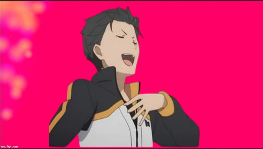 subaru singing | image tagged in pink background,anime,singing,rezero,subaru | made w/ Imgflip meme maker