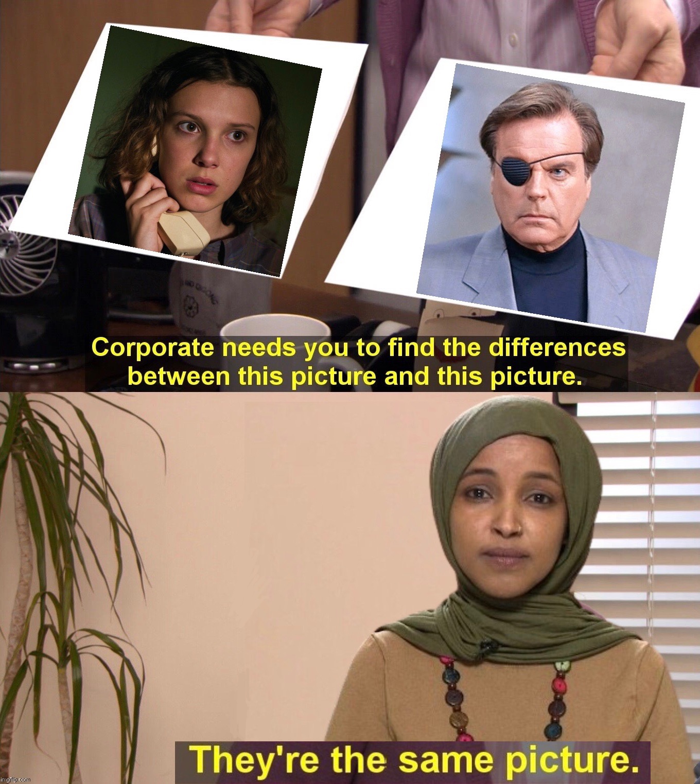 Is that Eleven, or Number Two? | image tagged in they're the same picture,memes,funny,stranger things,austin powers,liberals | made w/ Imgflip meme maker