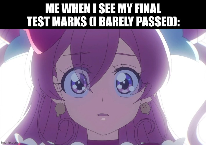 Shocked Yui | Me when I see my final test marks (I barely passed): | image tagged in memes,exam,results | made w/ Imgflip meme maker
