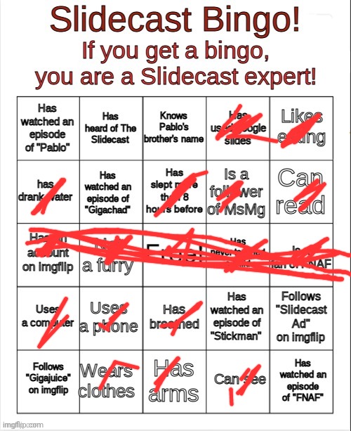 I got bingo gng | image tagged in slidecast bingo | made w/ Imgflip meme maker