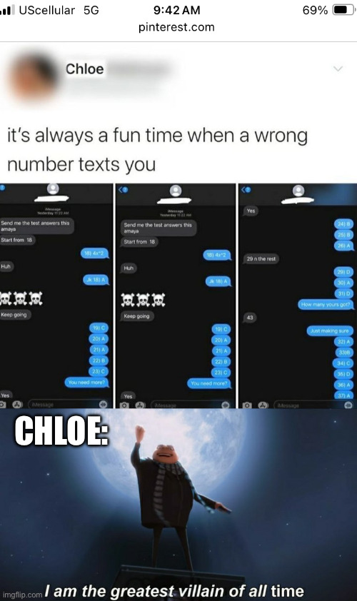 Chloe: | image tagged in i am the greatest villain of all time | made w/ Imgflip meme maker