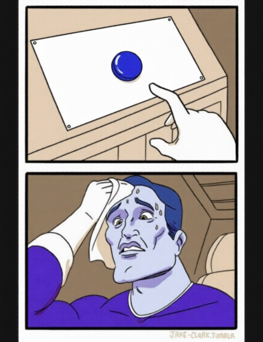 One blue button man Blank Meme Template