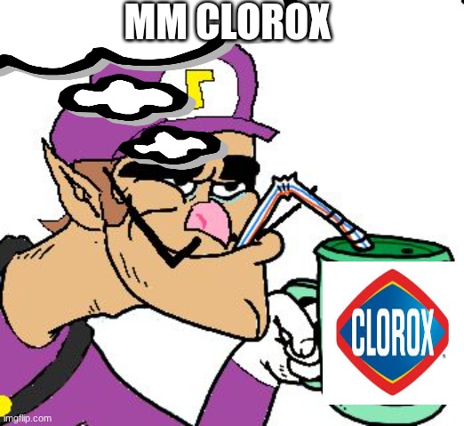 Waluigi Drinking Tears | mm clorox | image tagged in waluigi drinking tears | made w/ Imgflip meme maker