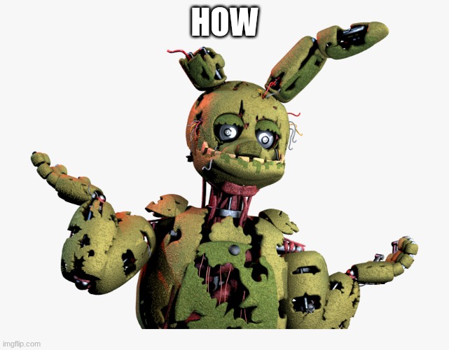 derpy springtrap | HOW | image tagged in derpy springtrap | made w/ Imgflip meme maker