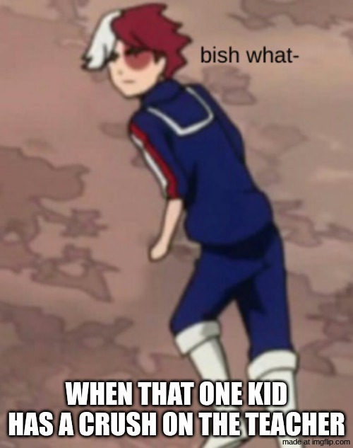 I wish this was not true guys | when that one kid has a crush on the teacher | image tagged in todoroki bish what face | made w/ Imgflip meme maker