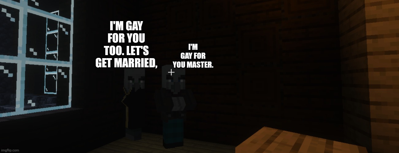 Illagers | I'm gay for you too. Let's get married, I'm gay for you master. | image tagged in illagers | made w/ Imgflip meme maker