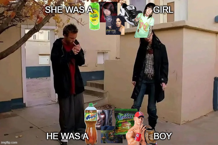 He was a boy, she was a girl | she was a                         girl; he was a                           boy | image tagged in he was a boy she was a girl | made w/ Imgflip meme maker