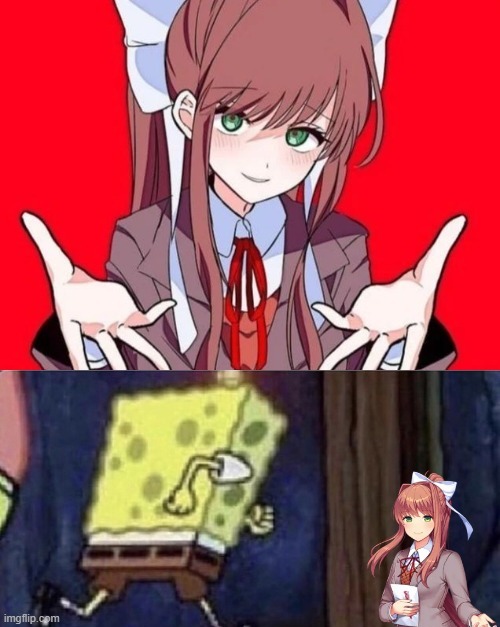 this is a title | image tagged in monika | made w/ Imgflip meme maker