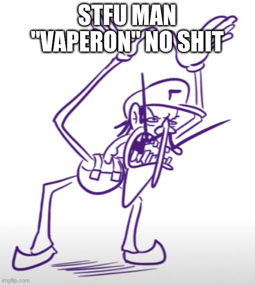 Waluigi Angry | stfu man "vaperon" no shit | image tagged in waluigi angry | made w/ Imgflip meme maker