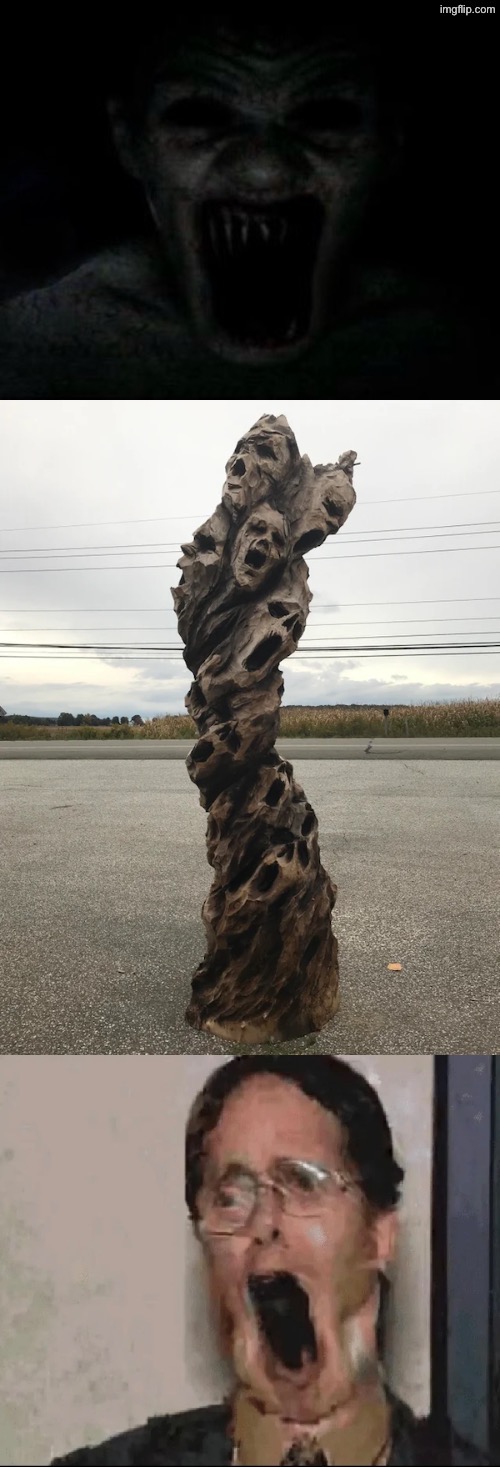 Tower Of Screamers | image tagged in cursed images,screaming,creepy face,unsee juice,drink bleach,nightmare fuel | made w/ Imgflip meme maker