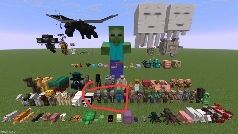 Every Minecraft mob that's scared of creakings | image tagged in every minecraft mob | made w/ Imgflip meme maker