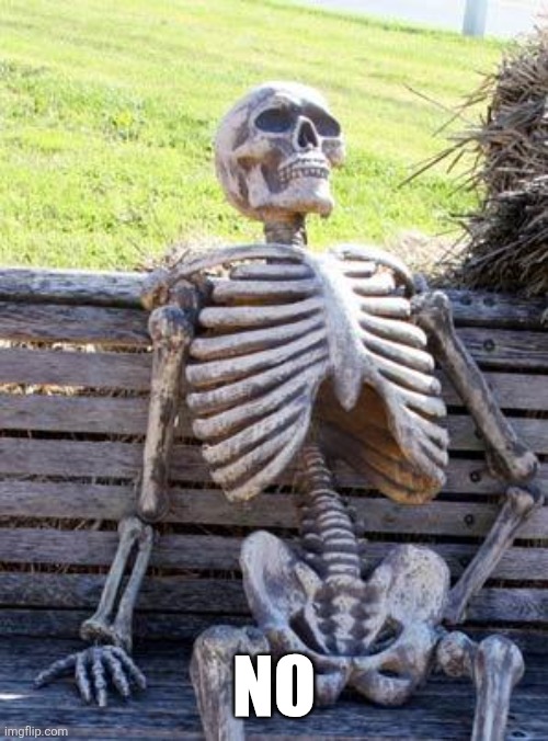 No | image tagged in memes,waiting skeleton | made w/ Imgflip meme maker