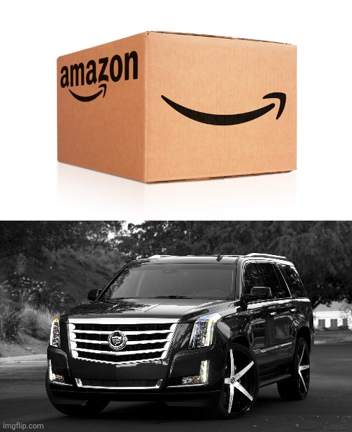 image tagged in amazon box,escalade | made w/ Imgflip meme maker