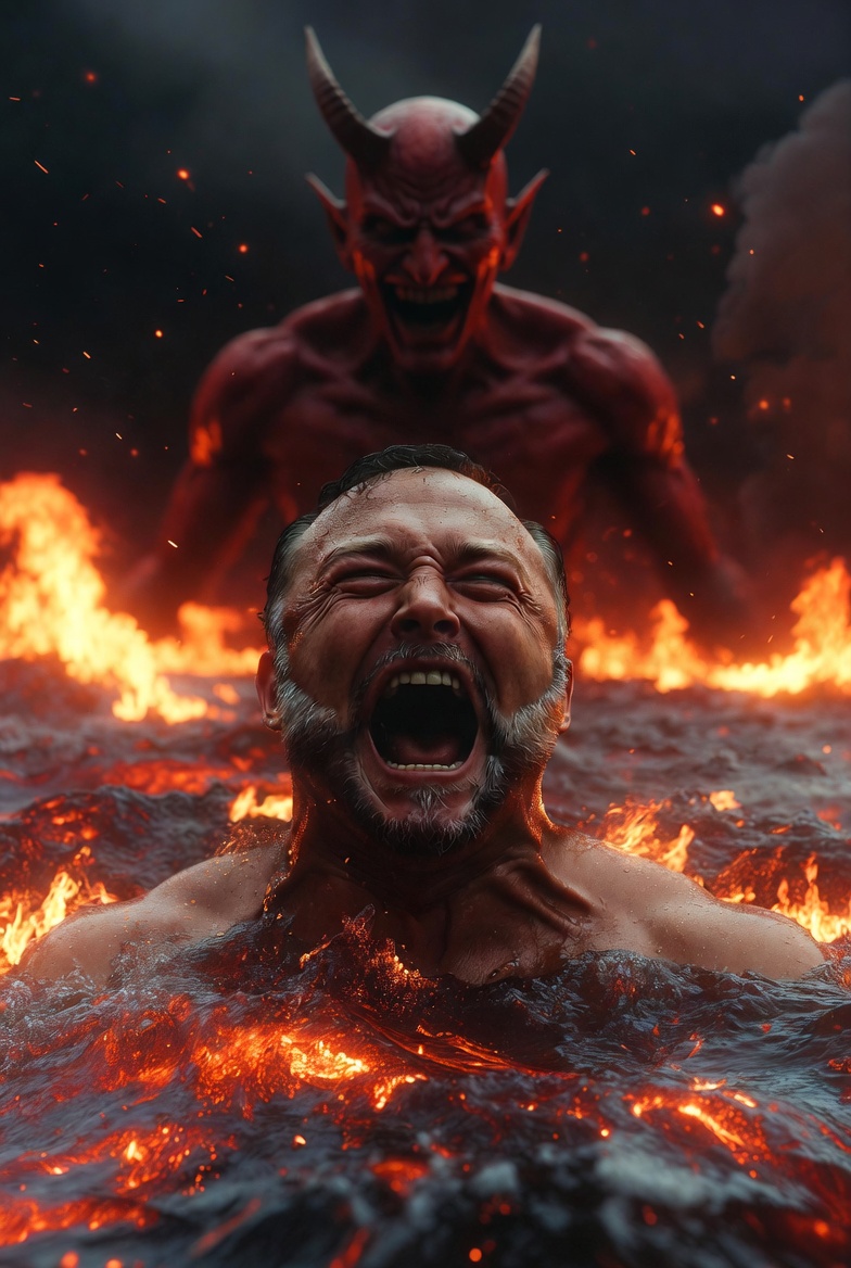 Satan MAGAt burning Hell Alex Jones Sins Blank Meme Template