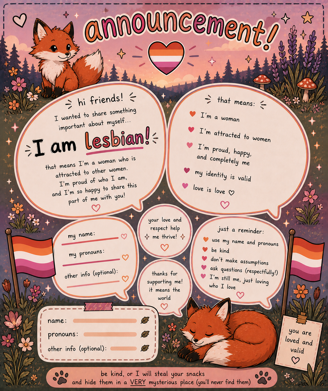 Lesbian fox template Blank Meme Template