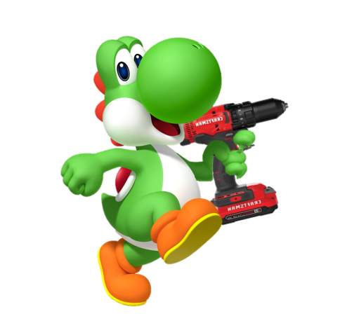 Yoshi holding Power Drill Blank Meme Template