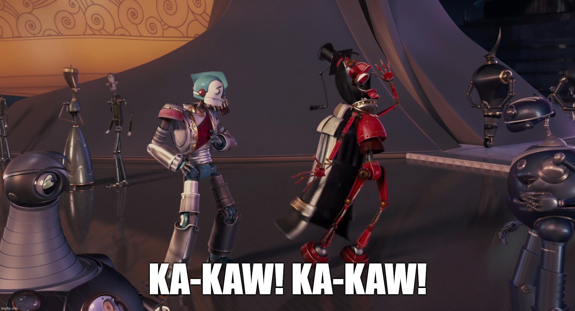 St. Louis Battlehawks chant | Ka-Kaw! Ka-Kaw! | image tagged in ufl,st louis battlehawks,battlehawks,robots,sports | made w/ Imgflip meme maker