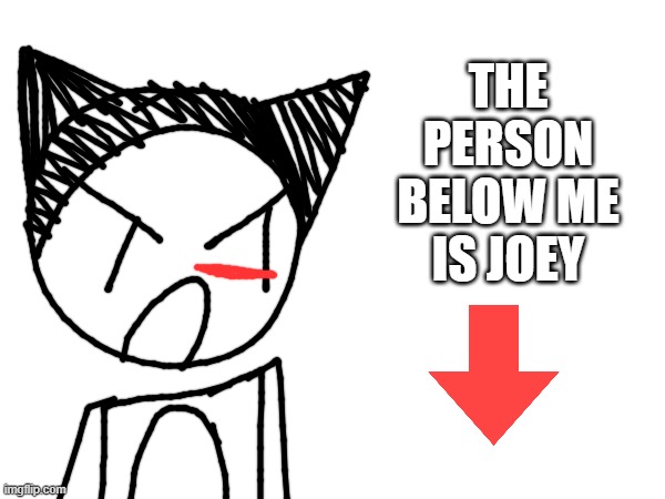 The person below me | The person below me is Joey | image tagged in oggy and the cockroaches | made w/ Imgflip meme maker