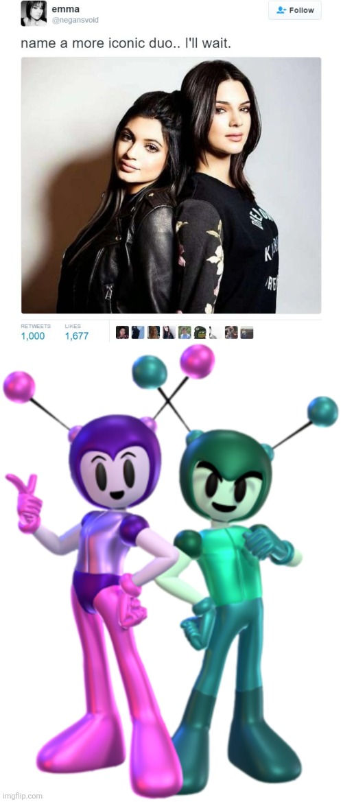 Alien duo.mp3 | image tagged in name a more iconic duo,nebula and quasar 2 | made w/ Imgflip meme maker