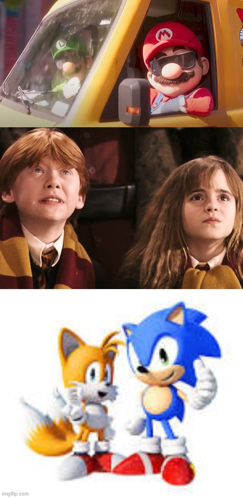 image tagged in super mario bros movie,ron and hermione,sonic and tails agree | made w/ Imgflip meme maker