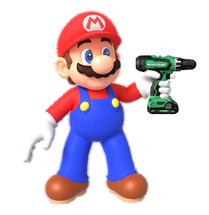 Mario holds Power Drill Blank Meme Template
