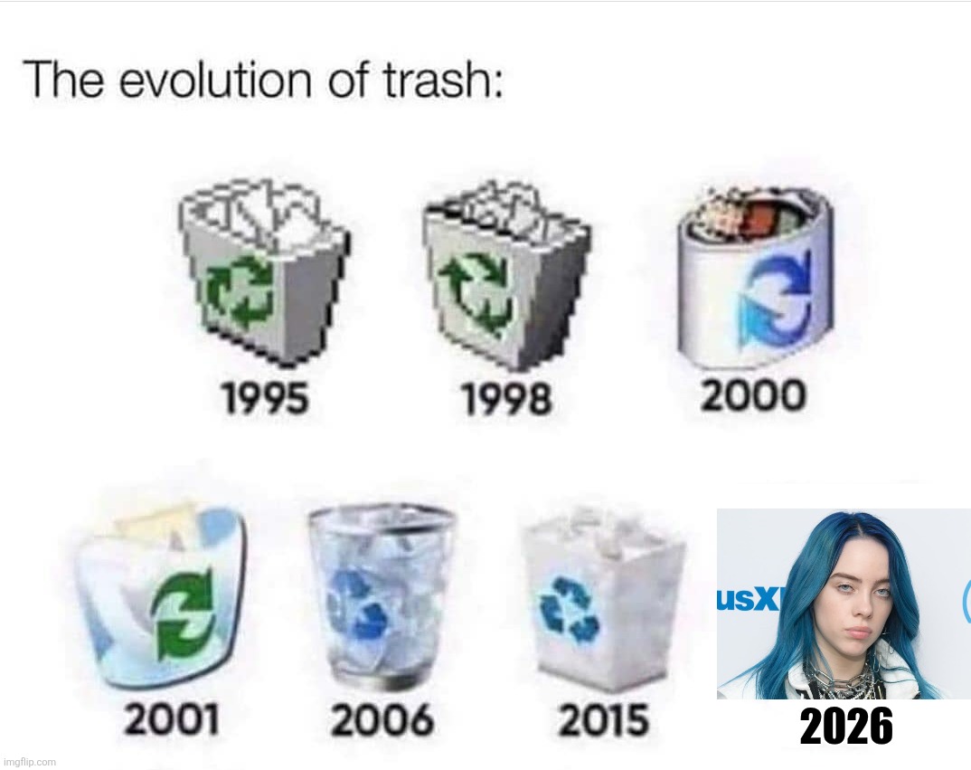 The evolution of trash | 2026 | image tagged in the evolution of trash | made w/ Imgflip meme maker