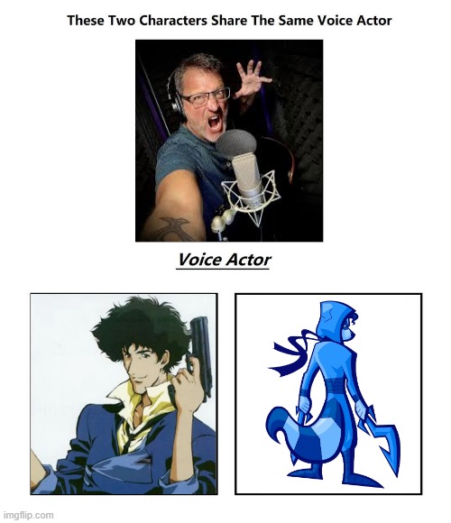 Steve Blum | image tagged in same voice actor,remix,steve blum,cowboy bebop,sly cooper,playstation | made w/ Imgflip meme maker