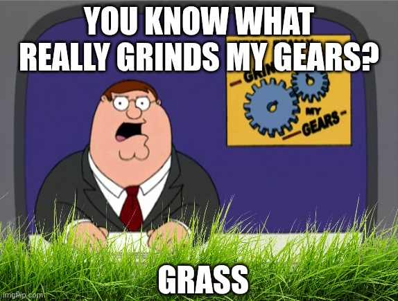 Peter Griffin News | You know what really grinds my gears? Grass | image tagged in memes,peter griffin news | made w/ Imgflip meme maker