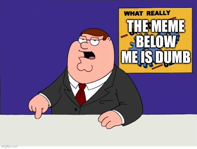 The meme below me is dumb | THE MEME BELOW ME IS DUMB | image tagged in what really grinds my gears,below,dumb,roasting | made w/ Imgflip meme maker