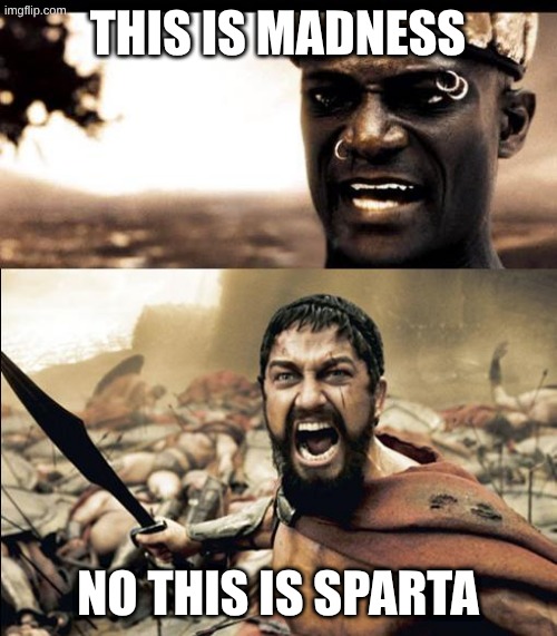 This is madness / THIS IS SPARTAAAAAA | this is madness NO THIS IS SPARTA | image tagged in this is madness / this is spartaaaaaa | made w/ Imgflip meme maker