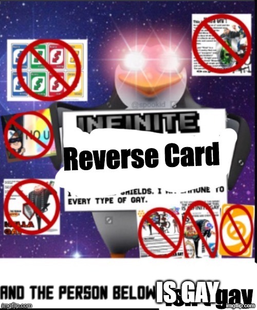 is gay | image tagged in infinite reverse card | made w/ Imgflip meme maker