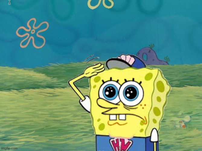 salute spongebob and upvote him | image tagged in u,m | made w/ Imgflip meme maker