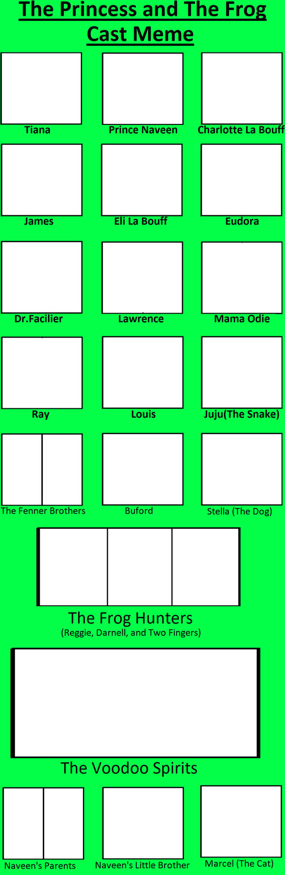 The Princess & The Frog Cast Meme (Cast Meme) Blank Meme Template