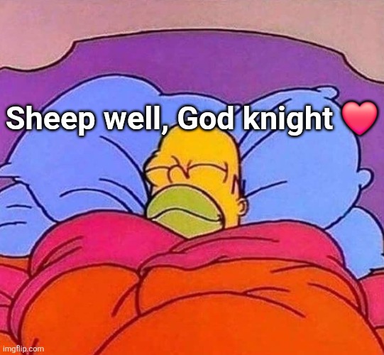 Homer Simpson sleeping peacefully | Sheep well, God knight ❤️ | image tagged in homer simpson sleeping peacefully | made w/ Imgflip meme maker