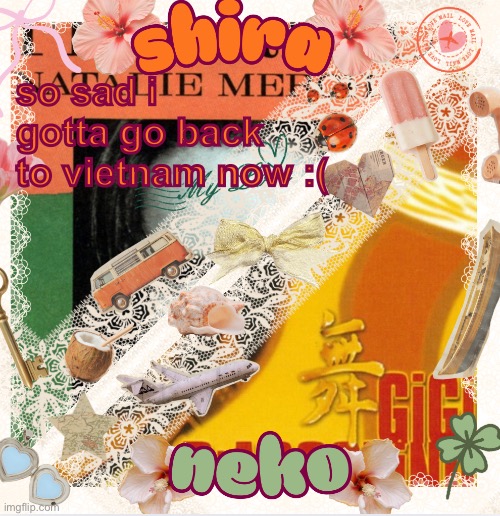 neko and shira shared temp <3 | so sad i gotta go back to vietnam now :( | image tagged in neko and shira shared temp 3 | made w/ Imgflip meme maker