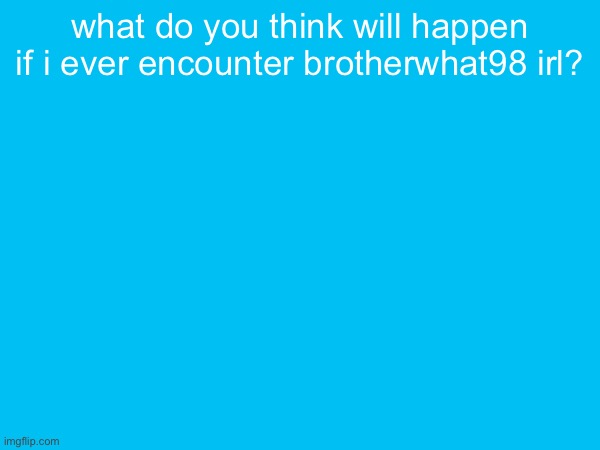 what do you think will happen if i ever encounter brotherwhat98 irl? | made w/ Imgflip meme maker
