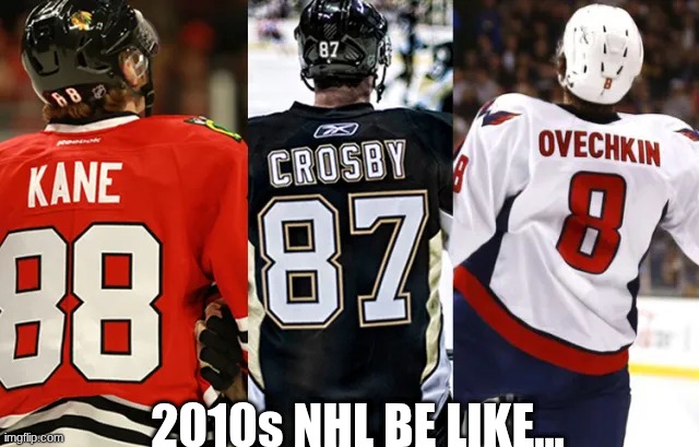 NHL meme | 2010s NHL BE LIKE... | image tagged in memes,nhl,sports,chicago blackhawks,pittsburgh penguins,washington capitals | made w/ Imgflip meme maker