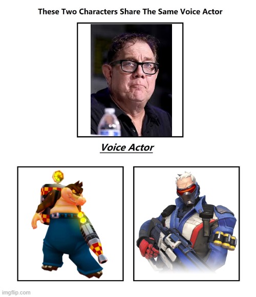 Fred Tatasciore | image tagged in same voice actor,fred tatasciore,crash bandicoot,overwatch,activision,blizzard entertainment | made w/ Imgflip meme maker
