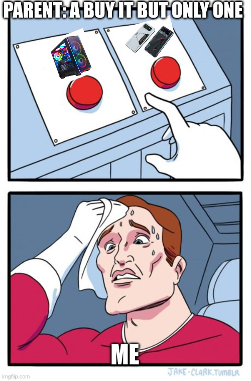 hmmm? | parent: a buy it but only one; me | image tagged in memes,meme | made w/ Imgflip meme maker