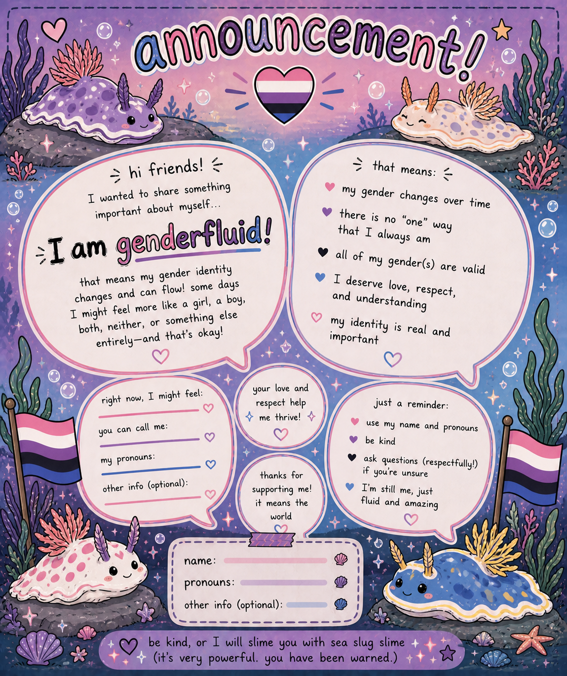 Genderfluid sea slug temp Blank Meme Template