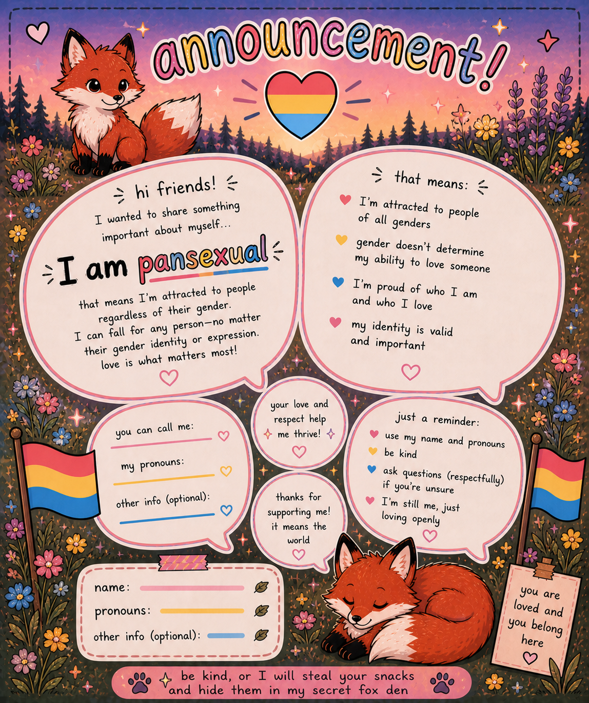 Pansexual red fox temp Blank Meme Template